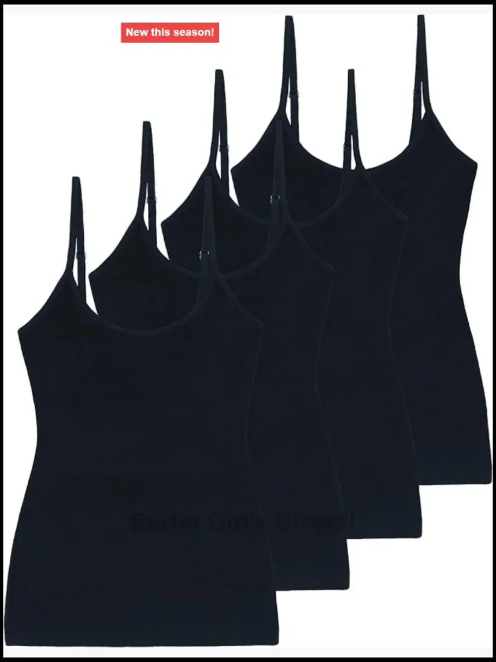 4-Pack Cotton Spandex Slim-Fit Camisole Adjustable Spaghetti Strap Tank